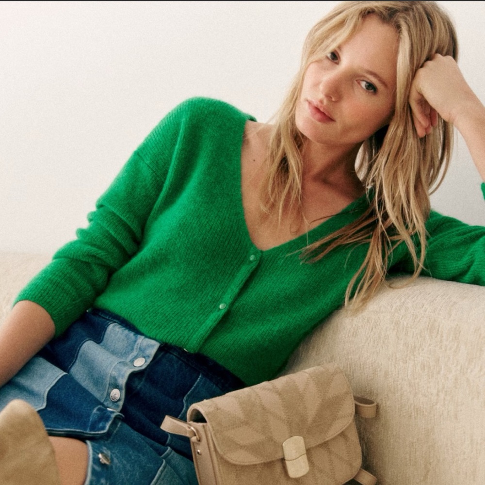 EUC Sezane Barry Cardigan - Bright Green